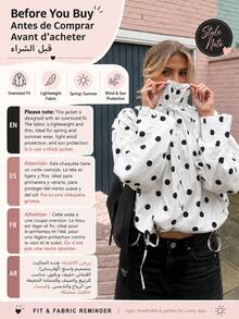 Chaqueta con cordón estampada con lunares, de estilo informal para vacaciones de primavera y otoño, color blanco - Blanco - Ver 5