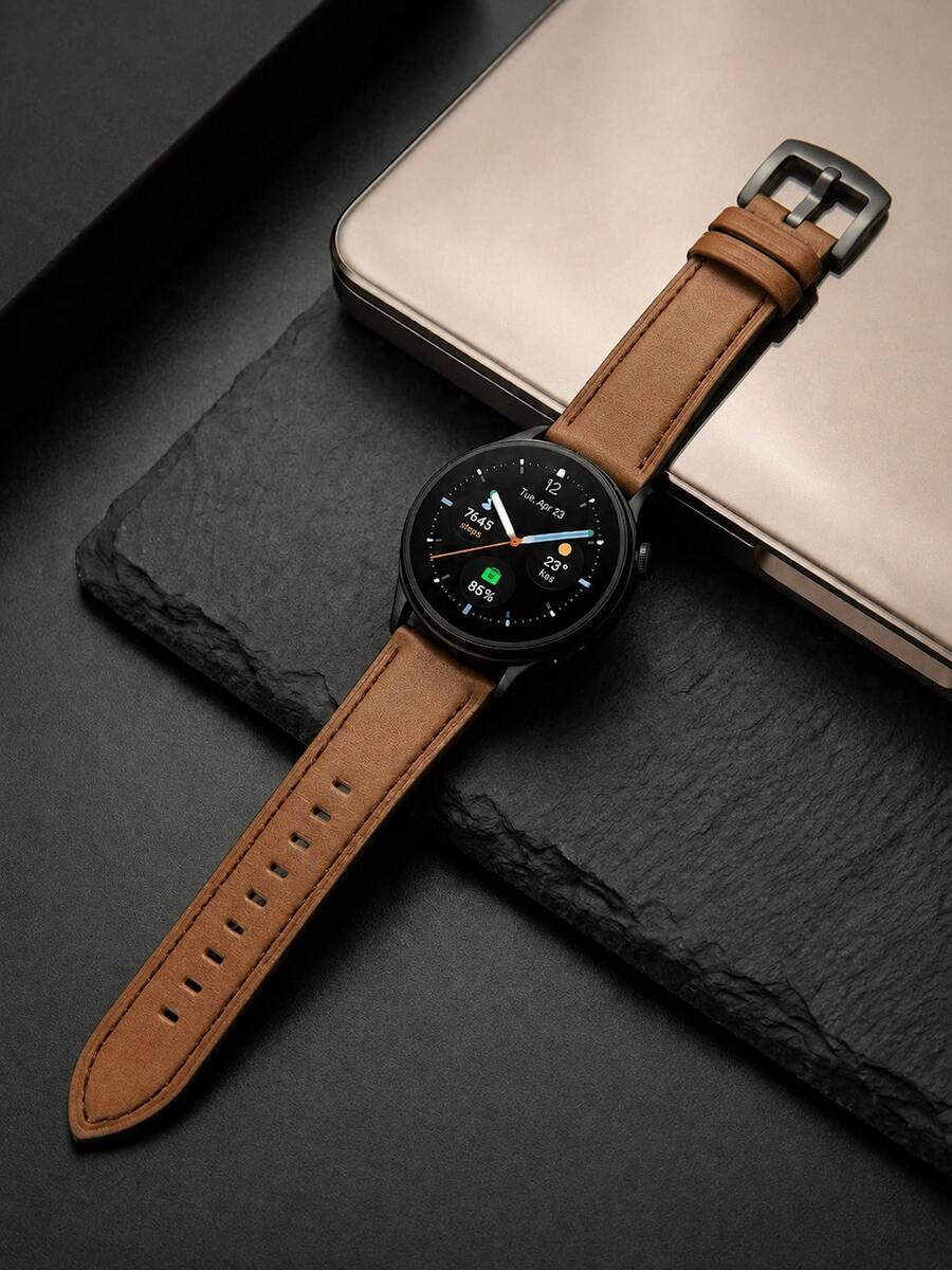 1件 20mm/22mm 復古PU皮革手錶錶帶，相容於 Galaxy Watch 8/7/6/5/4、GT2/GT3，男士商務替換錶帶，禮品