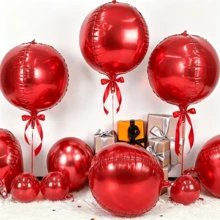 10pcs/Set 10-Inch Red 4D Round Foil Balloons, Suitable For Birthday Parties And Celebrations, Birthday Party Decorations, Party Decorations, Graduation Parties, Wedding Decorations, Hanging Balloons, Scene Decor, Theme Balloons - Red - View 5
