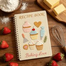 1 pieza Cuaderno de recetas, Libro de cocina en blanco con portada bordada de cupcake y herramientas de repostería, Regalo perfecto para amantes de la repostería, panaderos caseros y chefs de pastelería, También excelente para regalos de inauguración de casa y regalos festivos, Útiles escolares para el regreso a clases - A - Ver 5