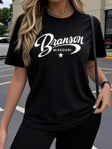 Typography Inspired By An Adventurous And Modern Spirit That Reflects Local Pride And Positive Energy With A Star That Symbolizes Hope And Urban Connection. Comfortable Casual Women's T-Shirt For Everyday Wear - Black - View 6