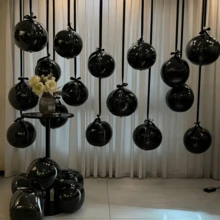 10个/套 10英寸黑色4D圆形铝箔气球，适用于生日派对和庆祝活动、生日派对装饰、派对装饰、毕业派对、婚礼装饰、悬挂气球、场景装饰、主题气球 - 黑色 - 查看 4