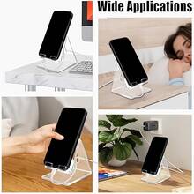 1/2pcs Transparent Portable Phone Stand, Acrylic Phone Holder, Non-Slip Desktop Phone Bracket, Suitable For Desk, Desktop Accessories - Two Transparent Colors - View 5
