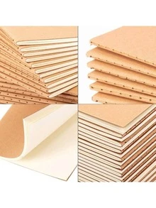 Cuaderno de papel kraft A5 engrosado, cuaderno cosido retro y simple para estudiantes universitarios, adecuado para notas de clase/práctica de exámenes/diario, con cuadrículas rayadas y páginas interiores en blanco disponibles. Útiles escolares - Cuaderno de cuero - Ver 3