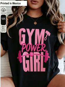 Motivational Phrase With A Weight Bar And Pink Lettering Symbolizing Feminine Strength, Positive Energy, And Self-Love For Active, Modern, And Confident Women. Comfortable Casual Women's T-Shirt For Everyday Wear. - 黑色 - 查看 8