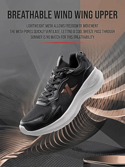  Zapatillas de running casuales con amortiguación, livianas y transpirables para mujer XTEP, color negro/dorado cobre