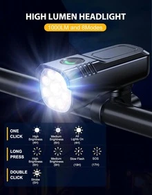 High-Brightness, Ultra-Bright Bicycle Light Suitable For Night Riding, With Adjustable Modes, Front And Rear Lights, Rechargeable, IP65 Waterproof, Front And Rear Bicycle Headlight Set, Compatible With Bicycle Electronics. - Black - View 2