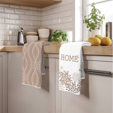 2pcs Minimalist Daily Brown Geometric Daisy Home Pattern Kitchen Towels, Soft Polyester Material Dish Cloths, Suitable For Kitchen Decor, Cleaning, Holiday Party Decoration, Kitchen & Bathroom Essentials, Home Decor, Housewarming Gift - Multicolor - View 6