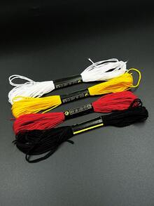 12pcs 6-Strand 8m Cross Stitch Thread, Yellow, Red, White, Black 4 Basic Colors, Suitable For Cross Stitch, Needlework And Sewing, Adapts To Creative Needs From Monochrome Small Items To Multicolor Works - Cross-stitch Thread - View 3