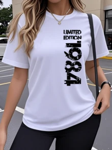 Vertical Phrase Symbolizing Authenticity And Rebellious Spirit, Inspired By The Strength Of A Limited Edition That Celebrates The Value Of The Unique. Women's Casual T-Shirt, Modern And Comfortable For Everyday Wear. - 白色 - 查看 6