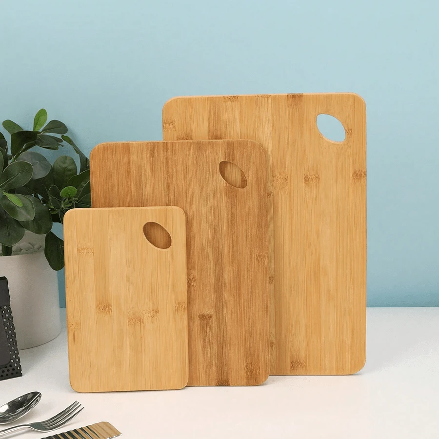 3pcs/Set Reversible Cutting Board For Food Prep & Serving, Cheese Board Set, Charcuterie Board Set, Wooden Chopping Board, Multiple Sizes, Bamboo - Apricot - View 1