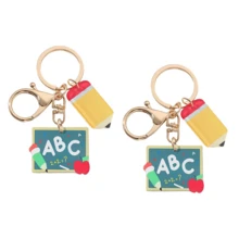 1 móc khóa chủ đề bảng đen ABC nhân dịp Ngày Nhà giáo, mặt dây chuyền kép hình bút chì và bảng đen, quà tặng độc quyền dành cho giáo viên. - Nhiều màu - Xem 3