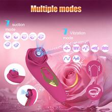 1pc Rose Suction Vibrator, 5-Speed Powerful Suction And G-Spot Suction Toy, Body  Silicone, Nipple And Clitoral Stimulation, Vaginal Licking Toy, Female Adult Sex Toy, Couple Valentine'S Day Gift - 高級玫瑰 - 查看 3