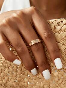 Nhẫn đeo ngón cái hình cỏ ba lá may mắn bằng thép không gỉ chất lượng cao, mạ vàng 18K, phù hợp cho cả nam và nữ, giúp giảm căng thẳng khi đeo hàng ngày. - Nhẫn bốn bông hoa - Xem 4