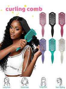 1pc Hollow Curly Hair Comb, Anti-Tangle Massage Styling Comb, Suitable For Curly Hair, Unisex Salon And Daily Travel Hair Tool - Multicolor - View 1