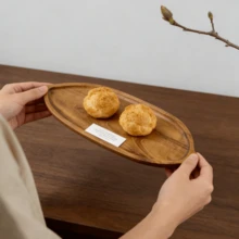 1pc Premium Wooden Food Tray, Suitable For Breakfast, Steak, Pizza, Sushi, Dessert, Bread, Snacks, Drinks, Tea, Coffee Cup, Home Restaurant Cafe Kitchen Accessories - Maroon - View 17
