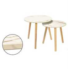 Set 2 Mesas Auxiliares 39cm y 48cm con patasnaturales - Weiss - Übersicht 4