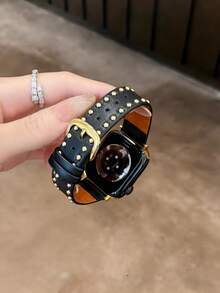 1件馬蹄扣微纖維材質人造皮革錶帶，適用於 38/40/41/42/44/45/49mm Ultra/Ultra2/SE/SE2/9/8/7/6/5/4/3/2/1 - 鉚釘皮革 - 查看 6