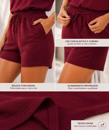 Women's Set: Loose-Fitting Tank Top With Wide Straps + Shorts. Elegant, Casual, Conservative/Modest Luxury Women's Set. Fabric: None. Suitable For: Formal Office And Evening, Photoshoot, Night, Wedding. - 酒紅色 - 查看 5