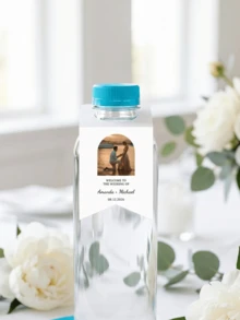 10pcs/30pcs/50pcs Custom Water BOTTLE TAGS For Wedding Reception (Small Size) Personalized With Names And Event Date Tag . Will Fit Most Small Cap Bottles Water Bottle Labels Suitable For Weddings, Parties, Birthdays, Baptisms, And Other Events - Multicolor - View 4
