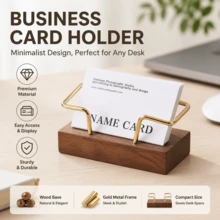 1 chiếc hộp đựng danh thiếp bằng gỗ óc chó đen nguyên khối, giá đỡ danh thiếp để bàn văn phòng, có khung kim loại, phù hợp cho gia đình và văn phòng. - hộp đựng danh thiếp - Xem 10