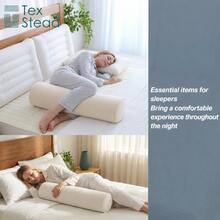1 pièce Oreiller cylindrique, rayures verticales, oreiller en mousse longue, tissu brossé extrêmement doux et confortable. Oreiller de fauteuil pour le soutien du cou, polyvalent, convient pour les lits, les canapés, les chambres à coucher et les salons. - Beige - Voir 4