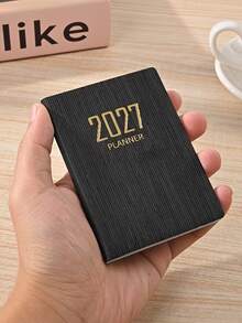A7尺寸 2027年英文手帳，64頁（128頁）簡約週曆，365天計畫本，A7迷你便攜口袋手帳，PU皮革封面，返校季學校用品 - 多色 - 查看 11