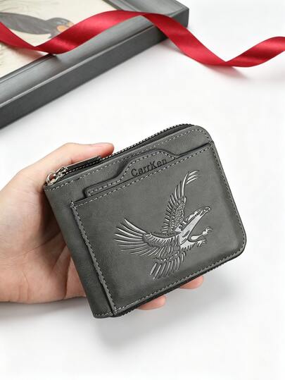 CarrKen New Men's Wallet, Vintage Fashion Eagle Pattern, Multi-Functional Card Holder, Suitable For Young Students And Versatile Use