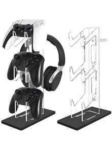 [Delivery Within 2-7 Days In The United States] Universal Multi-Layer Game Controller Stand Space-Saving 4-In-1 Desktop Organization Clear Acrylic Gaming Headset Holder For Pro Gamers And E-Sports Enthusiasts Sturdy Non-Slip Base Gamepad Display Mount For PC Desk And Gaming Room Setup Gaming Accessories Rack Storage Organizer Bracket Compatible With Most Video Game Consoles Joysticks And Earphones Perfect Gift For Boyfriends And Teens Desk Tidy Solution Heavy Duty Display Shelf - Multicolor - View 3