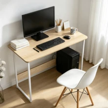 Computer Desk 80x40x72cm Modern Study Writing Desk With Waterproof Scratch-Resistant Desktop, Steel Frame And Footrest For Home Office Bedroom Living Room For Students Professionals Gamers - White - View 9