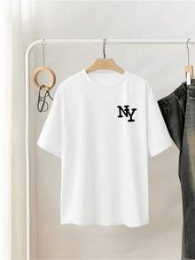 Graphic Symbol With The Letters NY Representing Modern Urban Energy And The Free Spirit Of The City, Merging Movement And Self-Confidence For Active Women; Comfortable, Stylish Casual Women's T-Shirt For Everyday Wear - 白色 - 查看 8