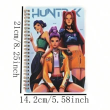 1本K-Pop Huntrix K-Pop女团主题螺旋笔记本，可爱卡通人物便携式日记本，适合旅行、办公和K-Pop粉丝周边产品 - 彩色 - 查看 6