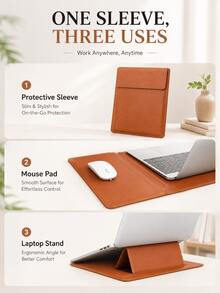 Multi-Size Laptop Sleeve, 13.3/14/15.4/16 Inch Universal Laptop Sleeve, Multi-Functional Heat Dissipation Stand With Mouse Pad, Shockproof Portable Protective Bag Compatible With Macbook - View 3