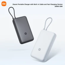 Xiaomi بنك طاقة شاومي 20000 ملي أمبير مع كابل شحن مدمج، شحن سريع 33 واط، شاحن محمول للهواتف الذكية والأجهزة اللوحية والأجهزة المحمولة - رمادي غامق - مشاهدة 3