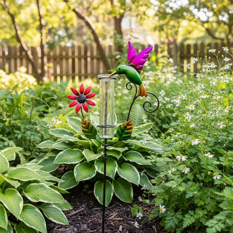Butterfly Dragonfly Pattern Metal Rain Gauge Outdoor Garden Yard Decor Measurement Tool Rust Resistant Design - A - View 4