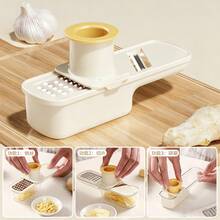1pc 3-In-1 Handheld Ginger Garlic Grinder With Hand Guard, Multifunctional Slicing Mincing Kitchen Gadget For Home Restaurant Outdoor Food Truck Cooking Gift - Multicolor - View 8