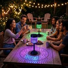 Lámpara de mesa LED de exterior alimentada por energía solar, linterna solar de metal con patrón hueco, luz decorativa impermeable adecuada para patio, jardín, balcón y camping - Lámpara de mesa Mandala - Ver 4