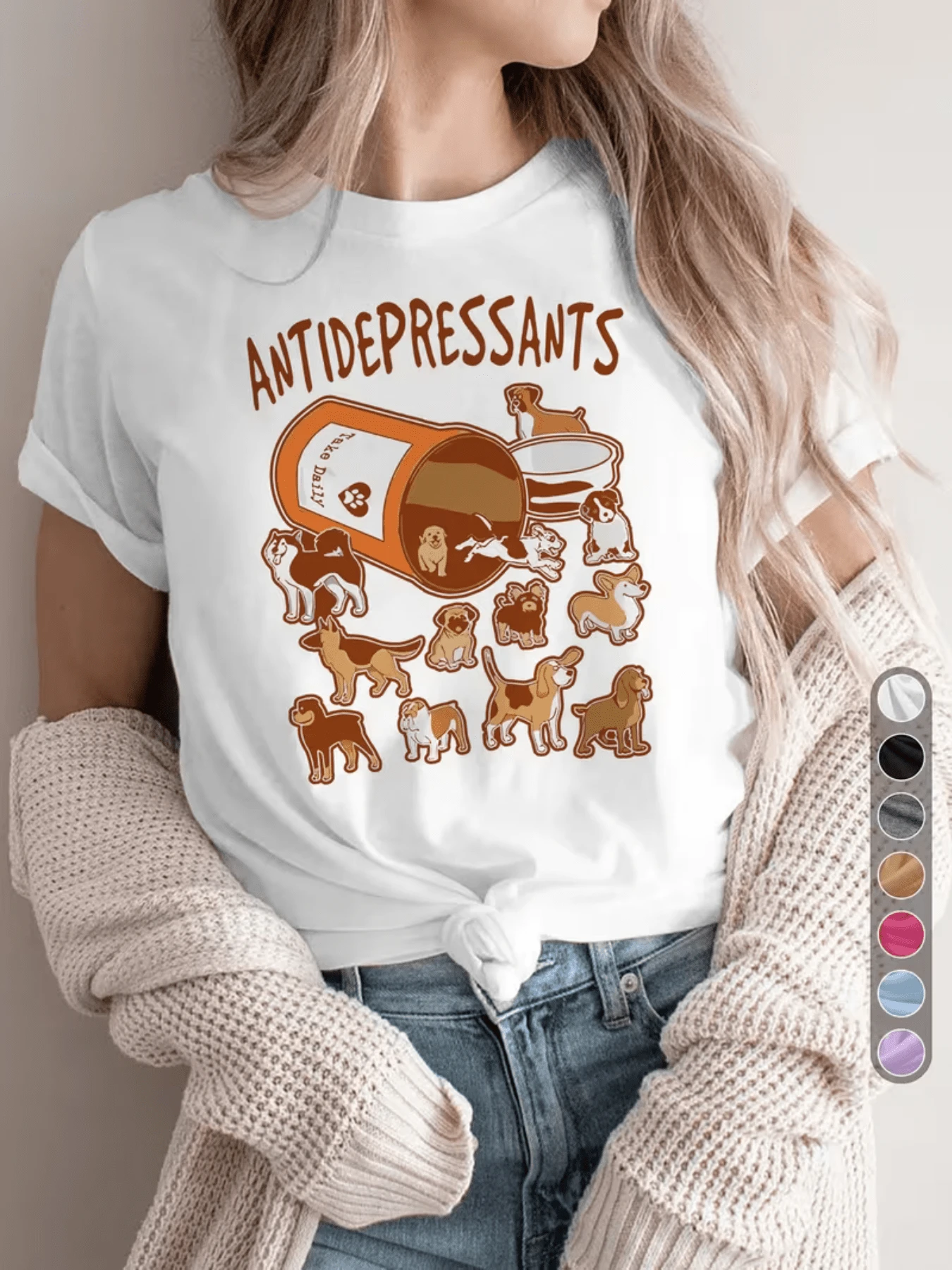 Open Jar Spilling Adorable Puppies Symbolizing Joy, Hope, And Unconditional Love, Reminding Us That Pets Can Heal The Soul And Bring Smiles. Women's Casual, Comfortable, And Fun T-Shirt - 白色 - 查看 1