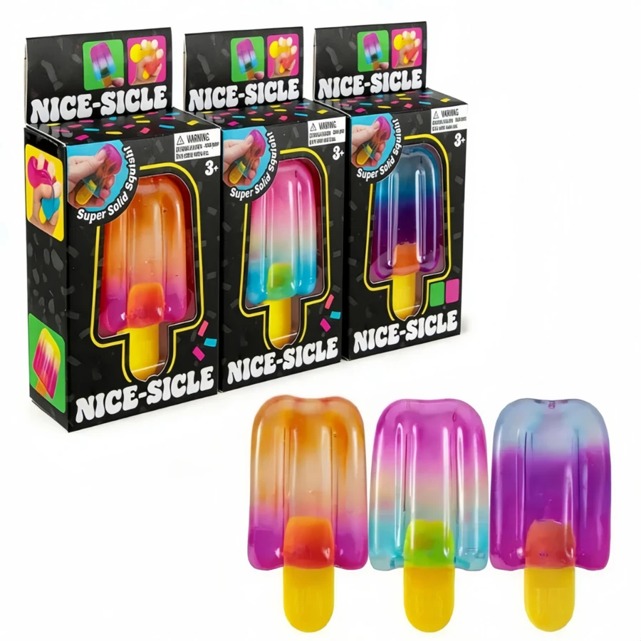 3pcs NeeDoh Ice Lolly Soft Squeeze Stress Relief Toys, Slow Rebound, Anxiety Relief And Attention Improvement Function Through Squeezing - Multicolor - View 1