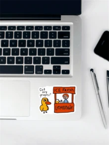 1pc Interesting PVC Material Sticker - Cute Begging Duck Pattern, Suitable For Laptop, Water Bottle, Truck, Phone, Motorcycle, Etc. - Multiple Styles - View 3