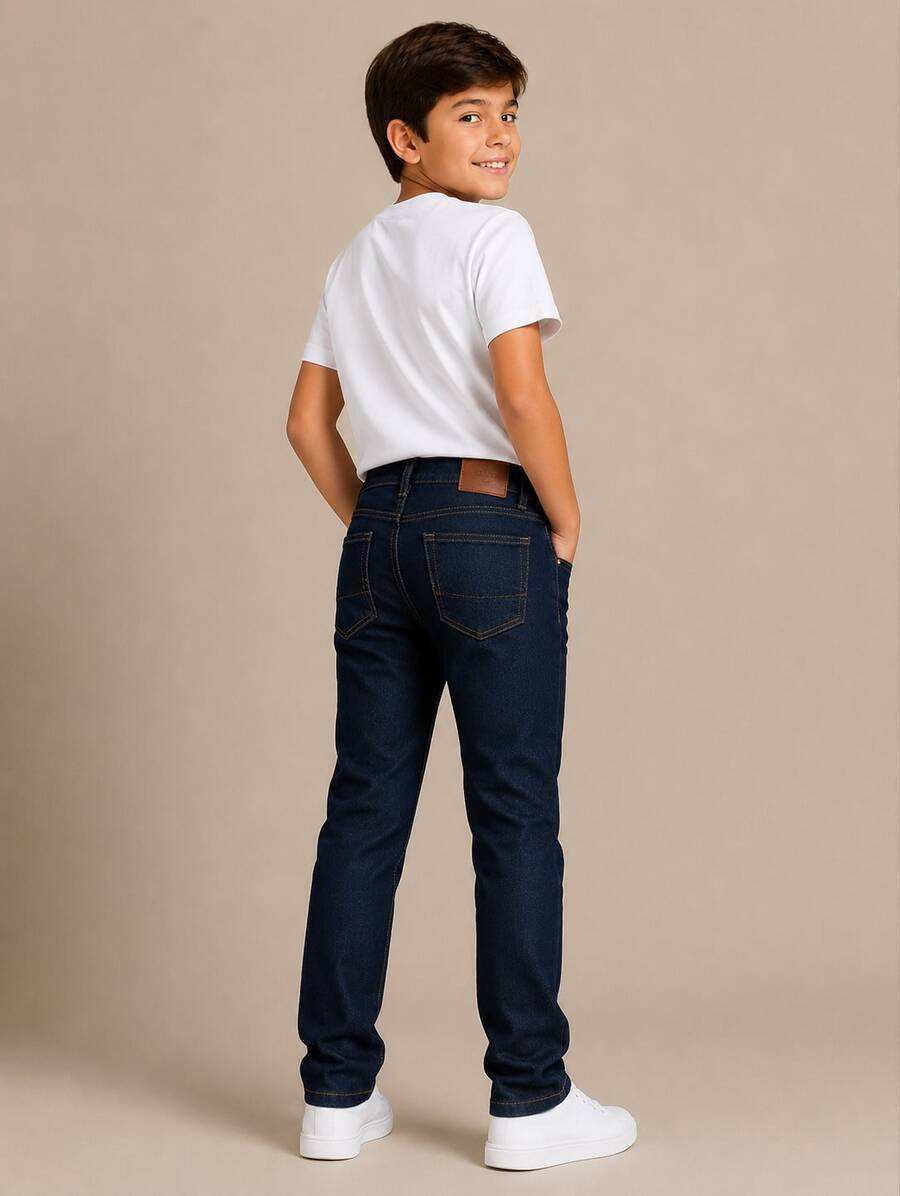 1-CALÇA PARA MENINO INFANTIL ESCOLA OU LAZER 8 AO 16 ANOS PROMOÇAO - Jeans escuro - Visão 1