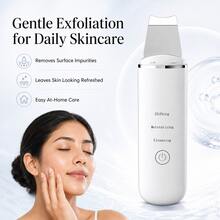 Professional  Skin Scrubber For Home Skincare, Deep Cleansing & Gentle Exfoliation Facial Spatula, Safe For All Skin Types Portable Face Lifting Device, Gentle Exfoliating Tool For Radiant Skin - Blanco - Ver 3