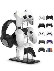 [Delivery Within 2-7 Days In The United States] Universal Multi-Layer Game Controller Stand Space-Saving 4-In-1 Desktop Organization Clear Acrylic Gaming Headset Holder For Pro Gamers And E-Sports Enthusiasts Sturdy Non-Slip Base Gamepad Display Mount For PC Desk And Gaming Room Setup Gaming Accessories Rack Storage Organizer Bracket Compatible With Most Video Game Consoles Joysticks And Earphones Perfect Gift For Boyfriends And Teens Desk Tidy Solution Heavy Duty Display Shelf - Multicolor - View 14