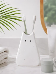 1 pieza Soporte para cepillo de dientes de gato rosa lindo, soporte para cepillo de dientes de estilo japonés adorable, estantería de almacenamiento para encimera de baño de estilo nórdico, organizador de cepillo de dientes estético, decoración de gabinete de baño minimalista, accesorio de baño moderno, regalo para mujeres y niñas - Multicolor - Ver 9