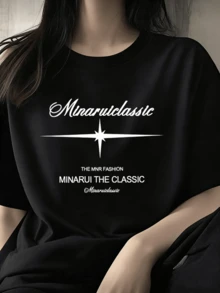 A Luminous Star Symbolizing Hope And Inner Strength, Connecting Light And Elegance With Artistic Lettering In A Modern Style. Comfortable Casual Women's T-Shirt For Everyday Wear. - Black - View 1