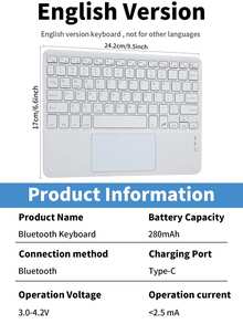 Bow Pattern Keyboard Cover With Pen Slot, Detachable Rechargeable Touchpad Keyboard, Compatible With Samsung Galaxy Tab / / Pad Se, Magnetic Bluetooth Keyboard Case - Bow - View 7