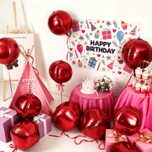 10pcs/Set 10-Inch Red 4D Round Foil Balloons, Suitable For Birthday Parties And Celebrations, Birthday Party Decorations, Party Decorations, Graduation Parties, Wedding Decorations, Hanging Balloons, Scene Decor, Theme Balloons - Red - View 8