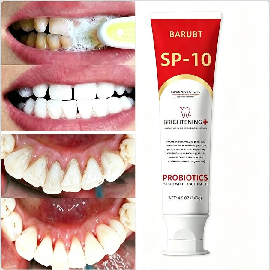 Pasta Dental con Probióticos 120g, Efecto Blanqueador y Protección de Esmalte Dental, Limpieza Bucal Profunda Elimina Mal Aliento, Mantiene Equilibrio de la Flora Oral, Fórmula Eficaz para Cepillado Cotidiano, Cuidado Bucal Versátil para Uso Personal y Familiar - Rojo - Ver 1