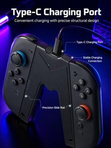 适用于 2/NS2 控制器的 V 型充电握把，Type-C 充电握把支持边玩边充电，磁吸式滑轨设计方便精准安装，LED 电源指示灯，符合人体工学的游戏配件，兼容 Switch/OLED 控制器 - 彩色 - 查看 7
