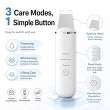 Professional  Skin Scrubber For Home Skincare, Deep Cleansing & Gentle Exfoliation Facial Spatula, Safe For All Skin Types Portable Face Lifting Device, Gentle Exfoliating Tool For Radiant Skin - Blanco - Ver 4